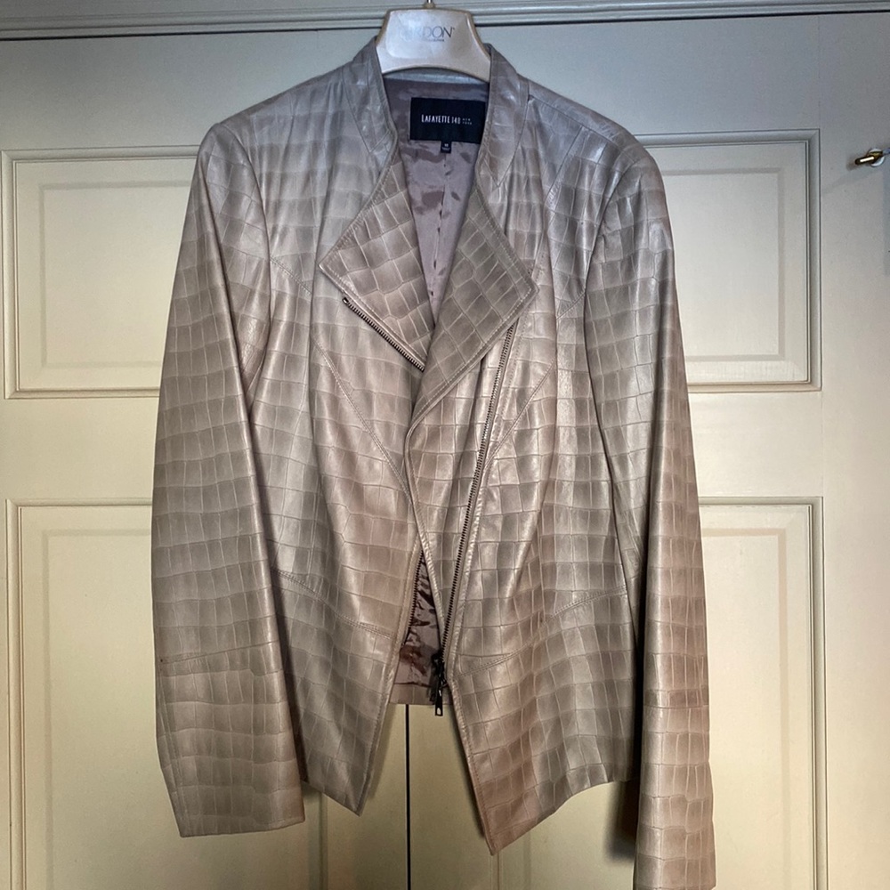 Lafayette 148 lightweight lined leather jacket